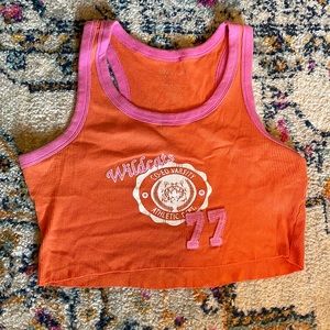 Vintage Orange, Pink, and White Tank Crop Top